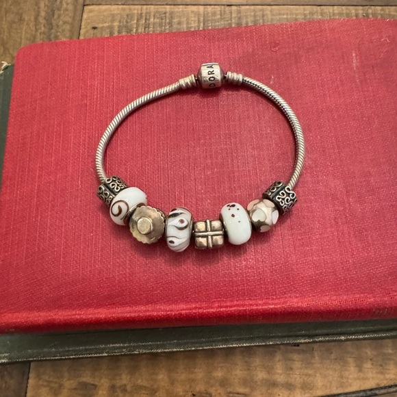 Sterling Silver Pandora Charm Bracelet, 8 Charms - Picture 3 of 10